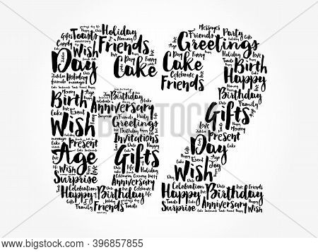 Happy 62nd Birthday Word Cloud, Holiday Concept Background