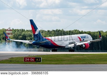 July 2, 2019, Moscow, Russia. Airplane Boeing 767-300 Azur Air Airline At Vnukovo Airport In Moscow.