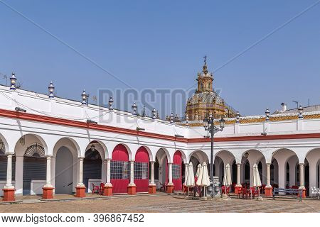 Plaza De Abastos (market Square) And View Of Church Dome, Carmona, Spain