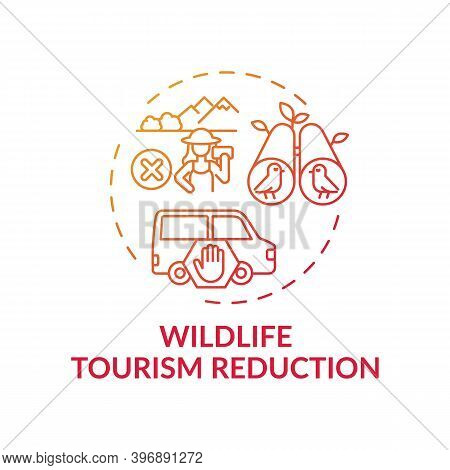 Wildlife Tourism Reduction Red Gradient Concept Icon. Preserve Biodiversity. Animal Abuse Prevention