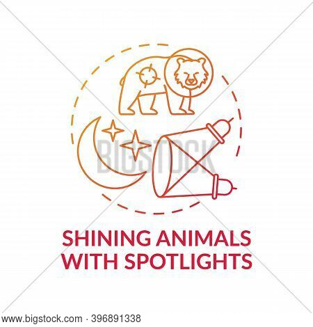 Shining Animals With Spotlights Red Gradient Concept Icon. Harm Wildlife. Animal Welfare. Nature Con