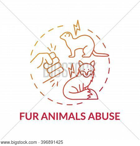 Fur Animals Abuse Red Gradient Concept Icon. Harm To Fox. Mink Coat. Animal Abuse. Wildlife Conserva