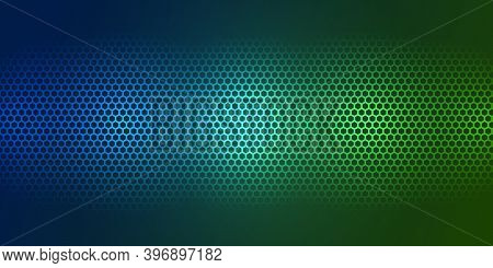 Bright Blue And Green Carbon Fiber Texture. Hexagon Metal Texture Steel Background. Colorful Backgro