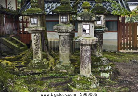 โคมไฟในศาลเจ้าชินโตคาซูกะ นารา ญี่ปุ่น