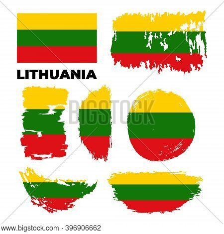 Grunge Lithuania Flags Set. Vector Stock Illustration