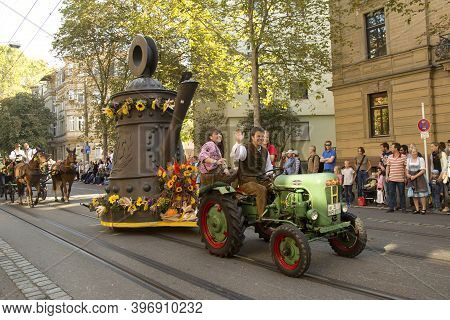 Stuttgart, Germany, 25 September 2016.  Volksfest In Stuttgart. The March Through The City Center.