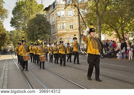 Stuttgart, Germany, 25 September 2016.  Volksfest In Stuttgart. The March Through The City Center.