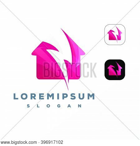 Colorful Home Electric Logo Design Vector Template Easy To Use