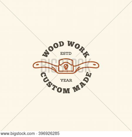Logo Design Template With Spokeshave For Wood Shop, Carpentry, Woodworkers, Wood Working Industry. L
