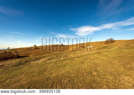 Beautiful Brown, Green And Orange Meadows On The Lessinia Plateau (altopiano Della Lessinia), Region