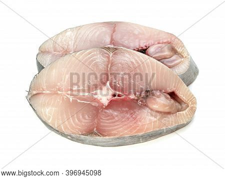 Spanish Mackerel Slice Or Spotted Mackerels Isolated On White Background ,scomberomorus