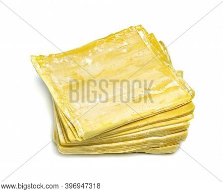 Closeup Wonton Wrapper Isolated On White Background