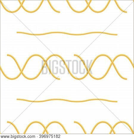 Boiled Floury Product Spaghetti Seamless Pattern Isolated On White Background.