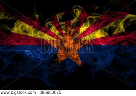 United States Of America, America, Us, Usa, American, Arizona, Arizonan Smoke Flag Isolated On Black