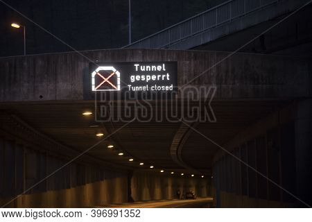 A Closed Car Tunnel Sign