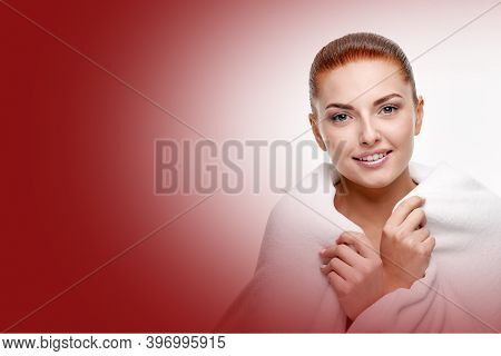 Portrait Of Pretty Redheaded Woman With Fresh Sking And Natural Professional Makeup