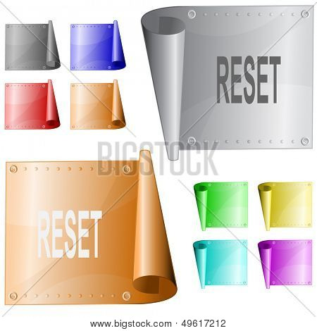 Reset. Metal surface. Raster illustration. Vector version is in my portfolio.