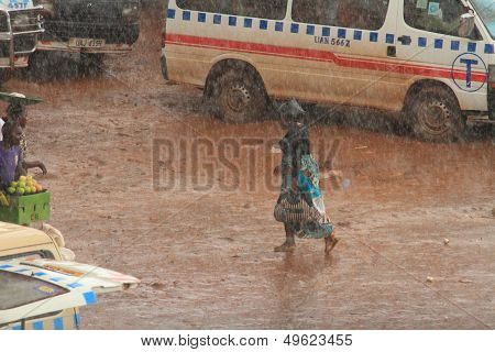 Rain Storm In Kampala Taxi Park