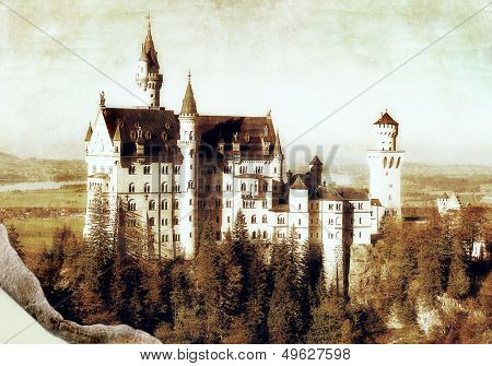 German castl - picture in retro style
