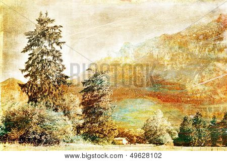 mountain landscape - picture in paintig style