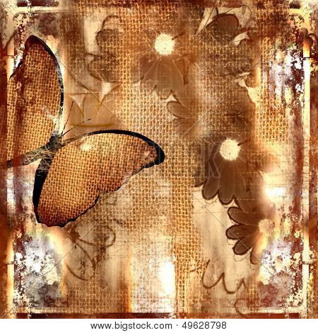 vintage background with butterfly