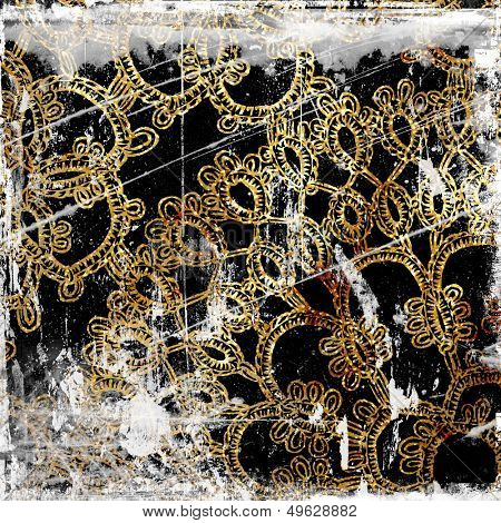 grunge background with golden elements