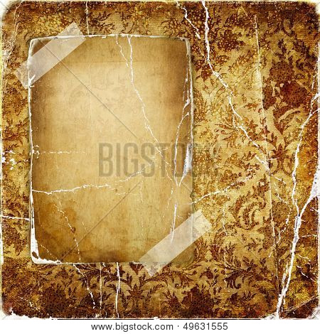vintage golden paper with frame