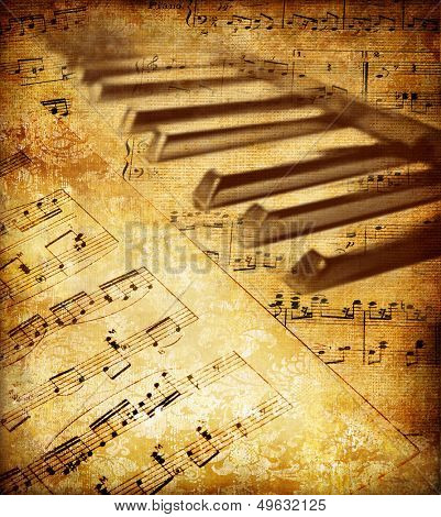 vintage musical background with piano keys