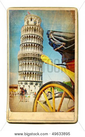 vintage cards - European landmarks - Pisa