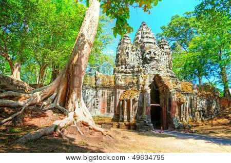 ancient Angkor gates in Cambodia
