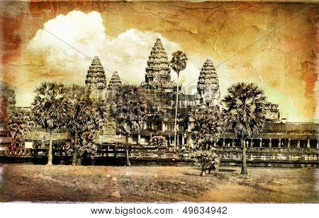 Anciet Angkor - oeuvre dans le style de peinture (à partir de ma série cambodgien)