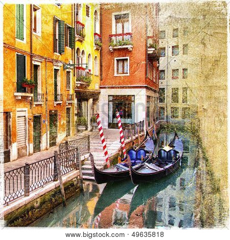 venetian channels - artwork in retro style