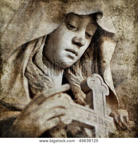 beautiful dark sculptures - Staglieno cemetery, Genoa,Italy. Artistic picture