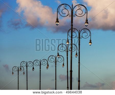 beautiful street lights against the sky