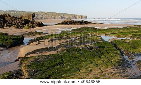Amoreira beach in South-West Alentejo and Costa Vicentina Natural Park, Portuga, Aljezur in thel morning-surf spot