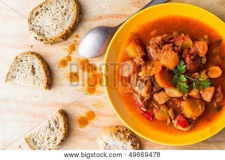 Stew Zucchini Stewed Vegetables Meat Food Meal Vintage