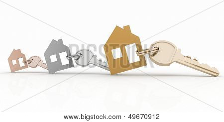 3d model house symbol set with keys