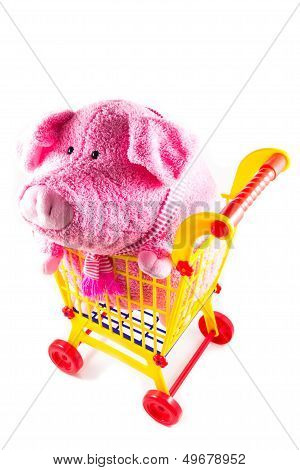 Pink Fabric Pig Is In Shopping Cart