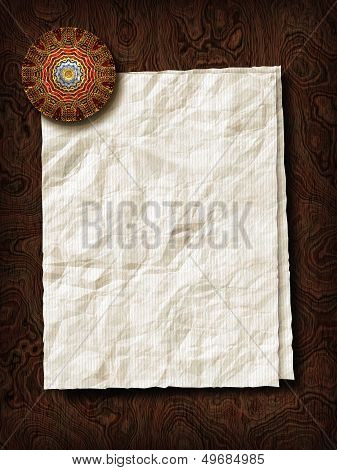 Paper sheet with paperweight.