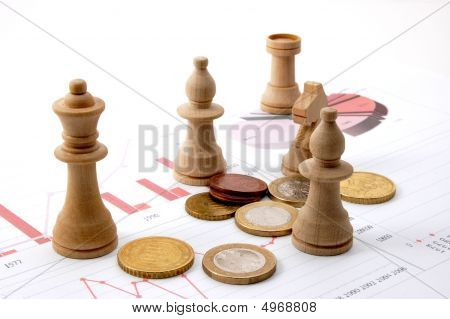 Chess Mann über Business Diagramm