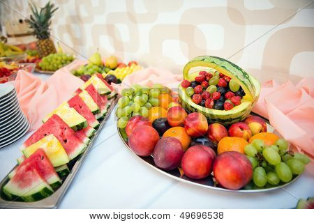 Fruits and berries on wedding table