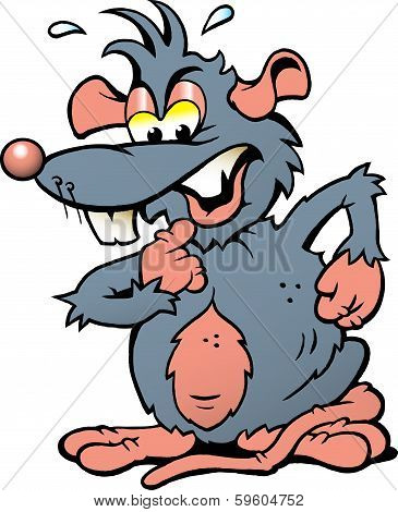 Hand-drawn Vector Illustration Of An Angry Upset Rat