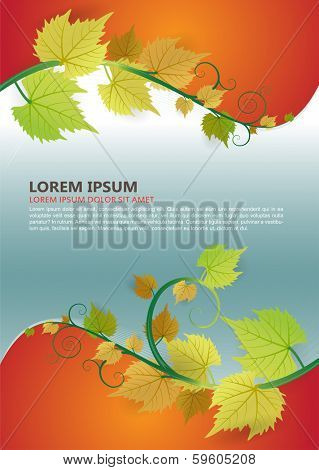 Fresh summer or autumn vector background with leaves. Can be use as poster, flyer, cover or brochure design.