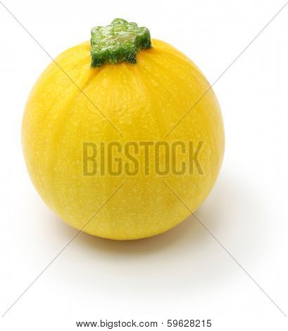 yellow round zucchini isolated on white background