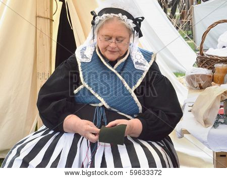 Civil-war Era Reenactor Sewing