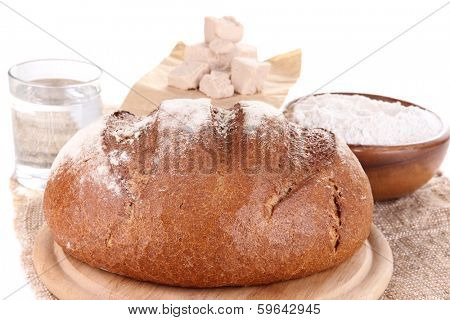 Composition with rye bread close up