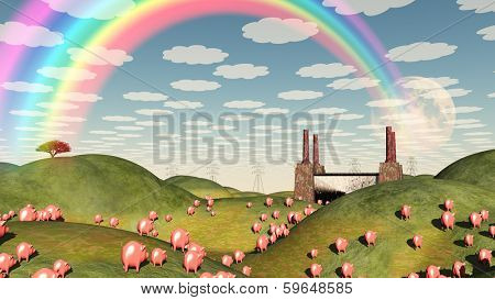 Pigs move like lemmings toward factory