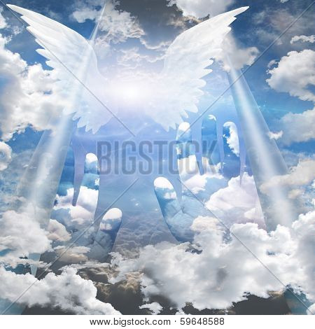 Hands reach up toward heaven