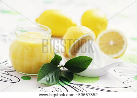 homemade lemon curd with fresh lemons - sweet food