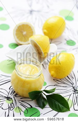 homemade lemon curd with fresh lemons - sweet food